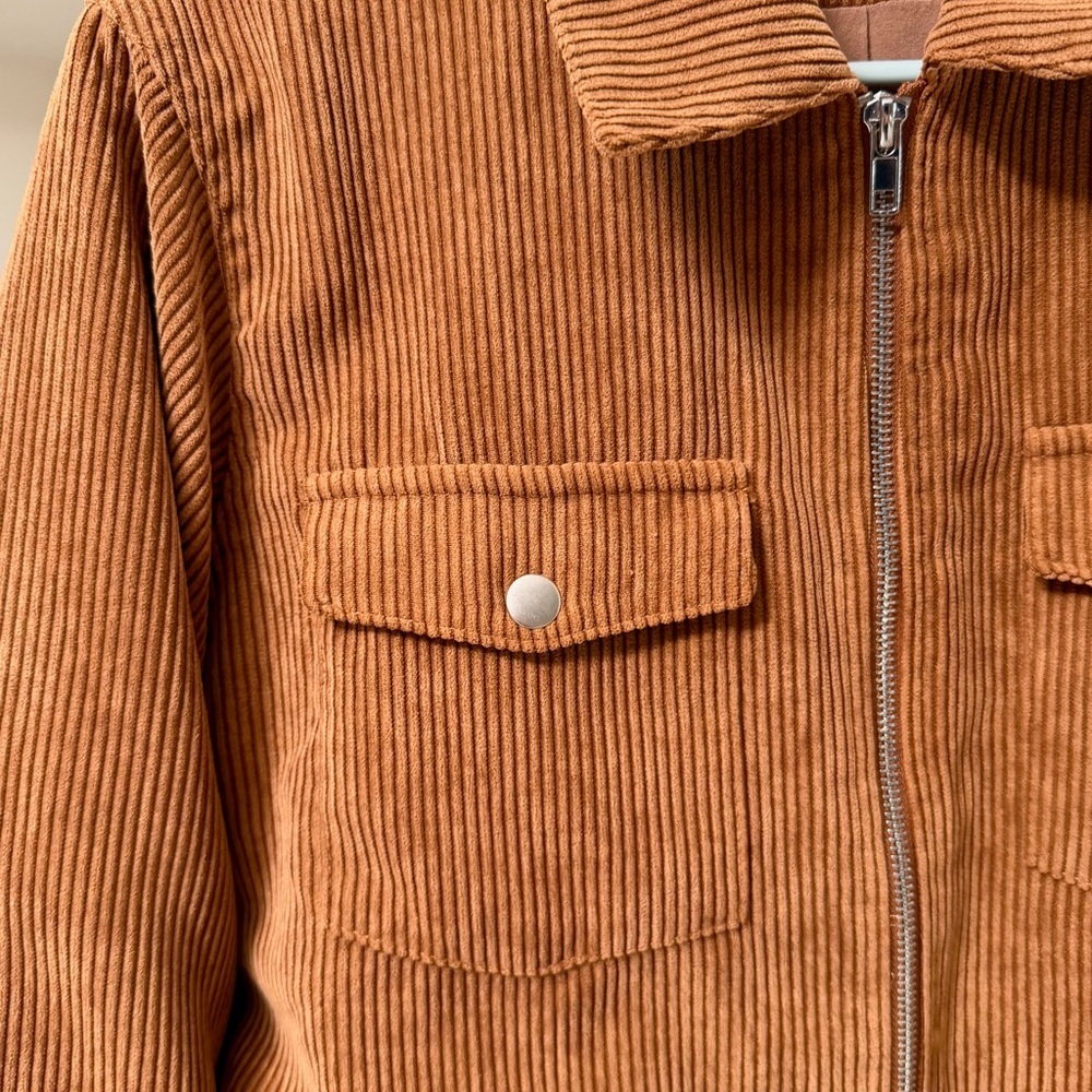 Women’s | Urban Outfitters Corduroy Zip Jacket Caramel Brown Cropped | Medium - Picture 5 of 8